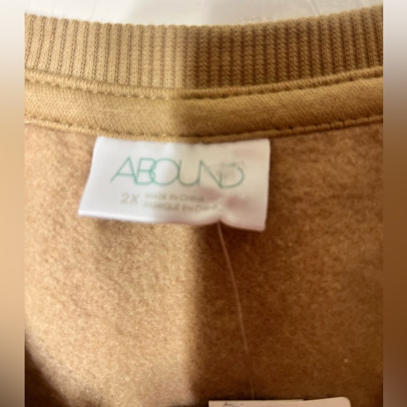 Nordstrom Abound Grand Slam Crop Sweatshirt Pullover Beige Crew Women's 2X - Picture 3 of 7